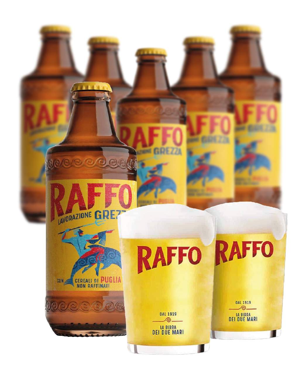 RAFFO LAVORAZIONE GREZZA 33cl x 24 con 6 bicchieri