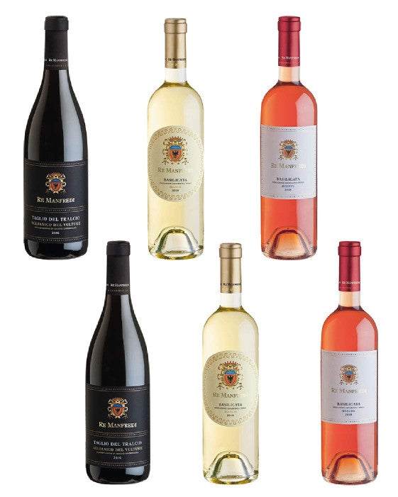 RE MANFREDI BOX VINO AGLIANICO ROSSO - BIANCO - ROSATO 75cl x 6