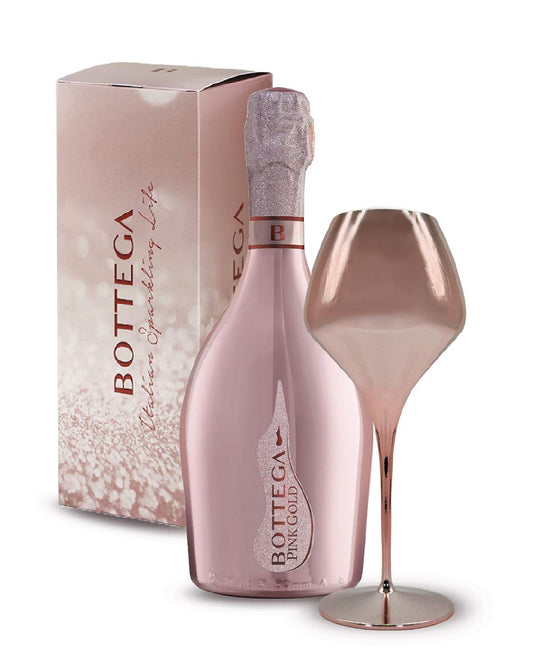 BOTTEGA PINK GOLD PROSECCO DOC ROSÉ 75cl with glass
