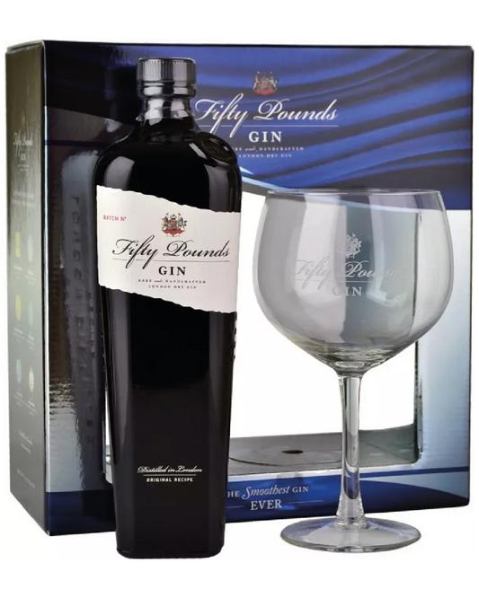 Gin Fifty Pounds with glass Gift Box 70 cl