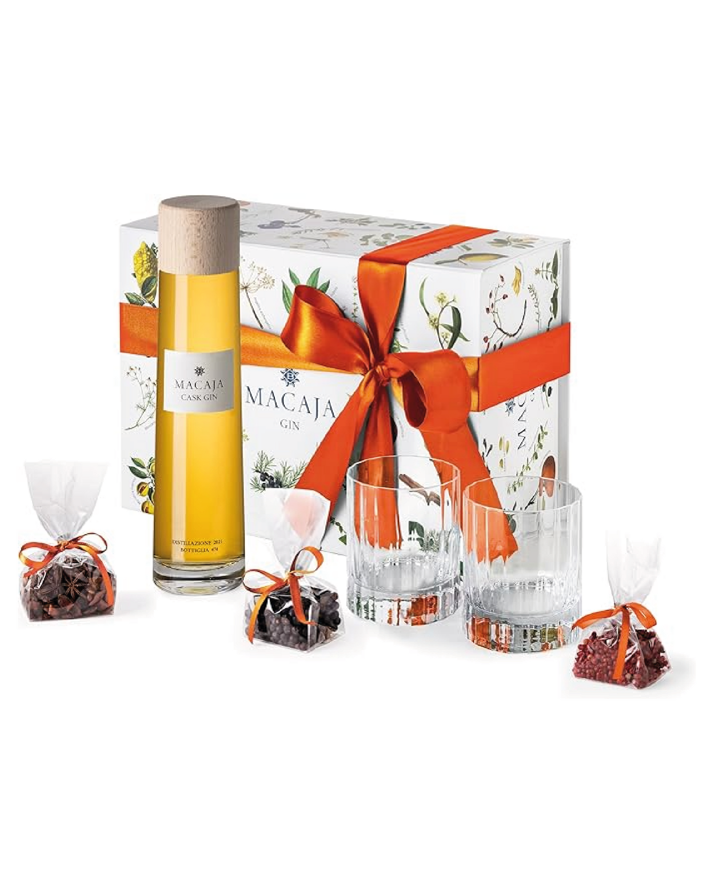 Gin Macaja Cask Confezione regalo con 2 bicchieri e 3 botaniche