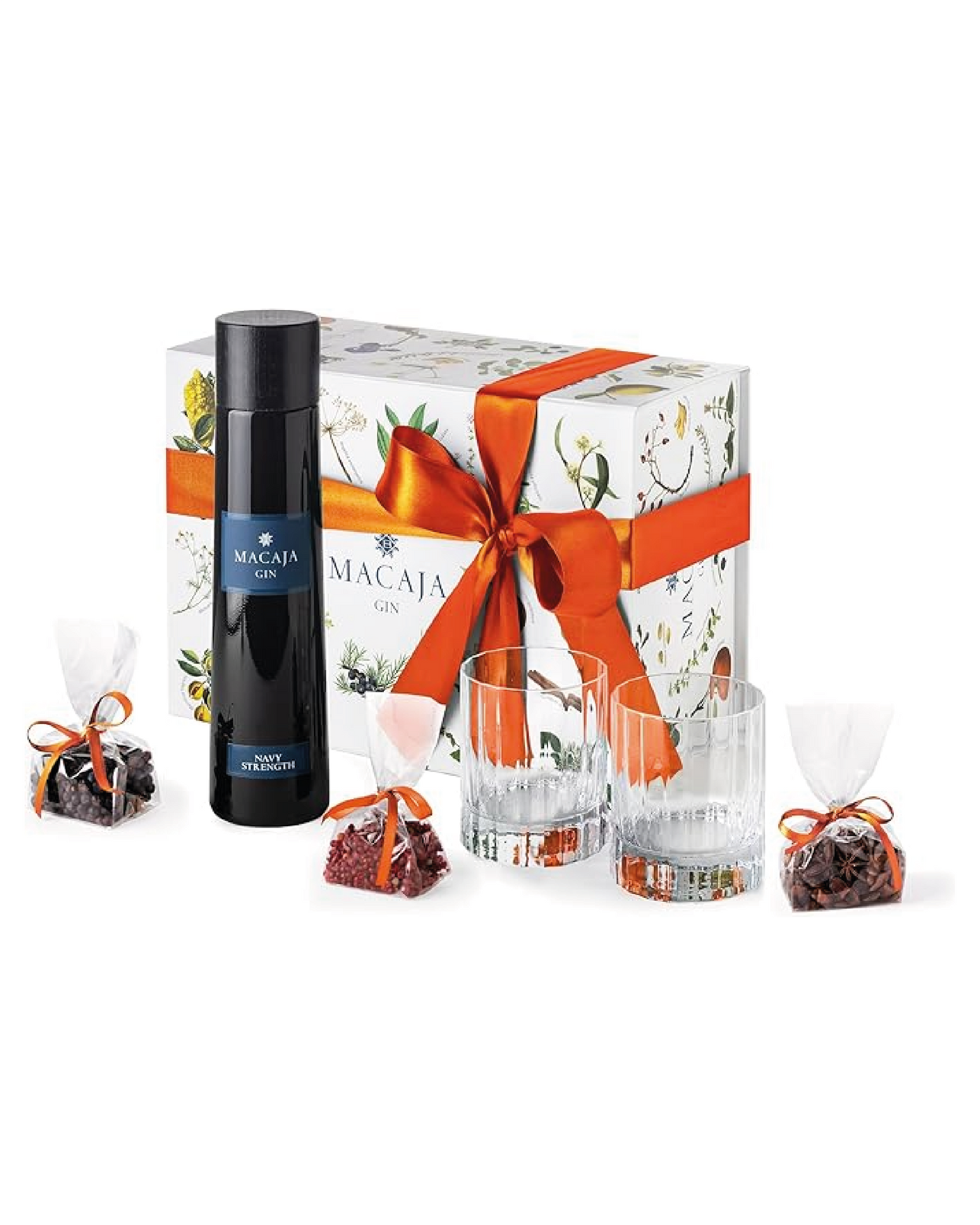Gin Macaja Navy Strenght Confezione regalo con 2 bicchieri e 3 botaniche