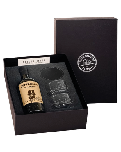 Amaro Jefferson Tailor Made Pack con 2 Bicchieri e 2 Sotto Bicchieri 70cl