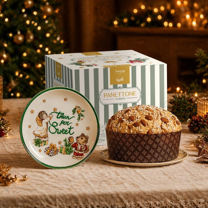 Panettone Artigianale THUN x Sweet 750g con piatto decorato in ceramica THUN