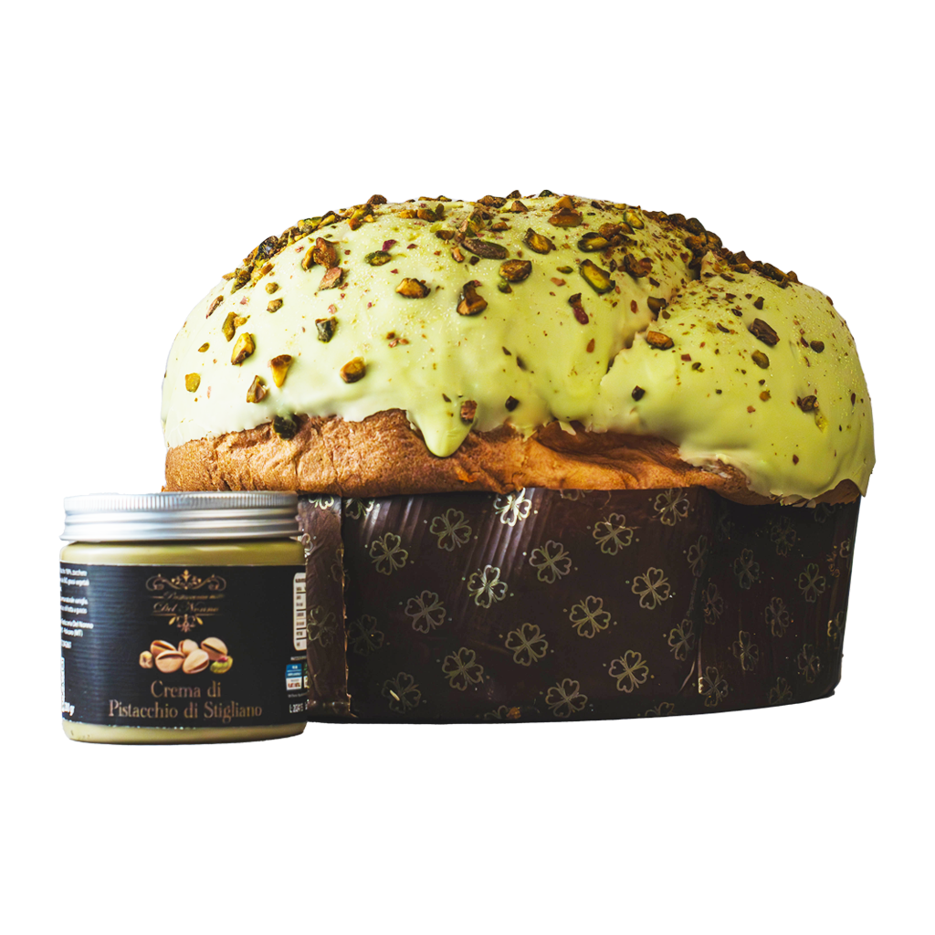Artisanal Pistachio Panettone with spreadable cream 1kg