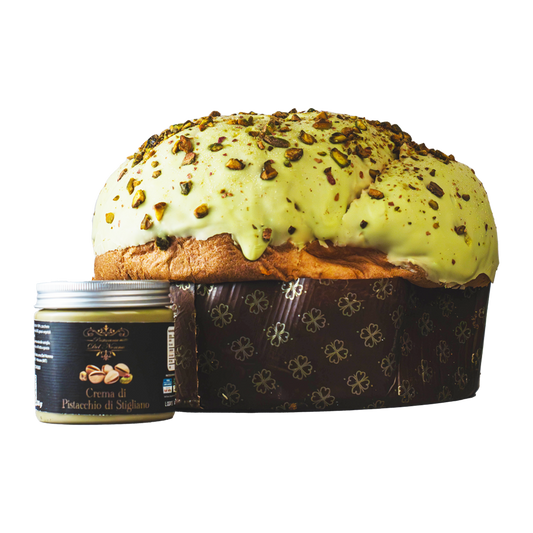 Artisanal Pistachio Panettone with spreadable cream 1kg